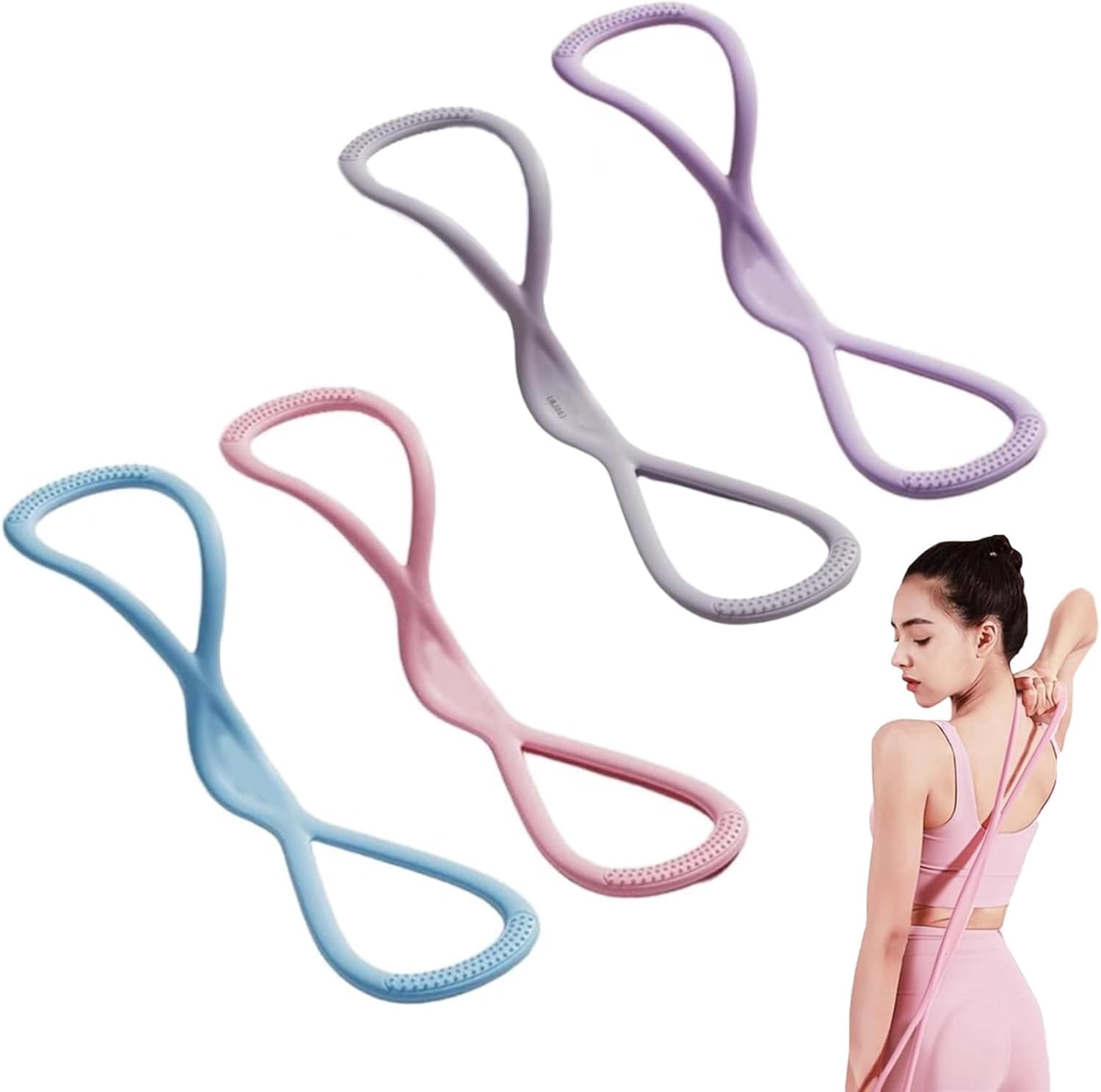 ABCISI Resistance Bands, Figure 8 Resistance Bands for Women Men, Arm & Leg Portable Workout Bands with Handles,15/25/35 Lbs for Full Body Training, Stretching, Pilates, Yoga,Home Fitness(15*2+25+35)