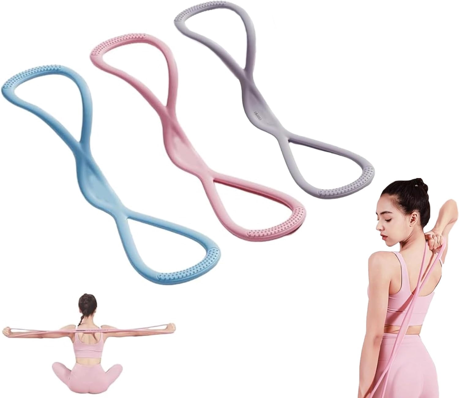 ABCISI Resistance Bands, Figure 8 Resistance Bands for Women Men, Arm & Leg Portable Workout Bands with Handles,15/25/35 Lbs for Full Body Training, Stretching, Pilates, Yoga,Home Fitness(15+25+35-a)