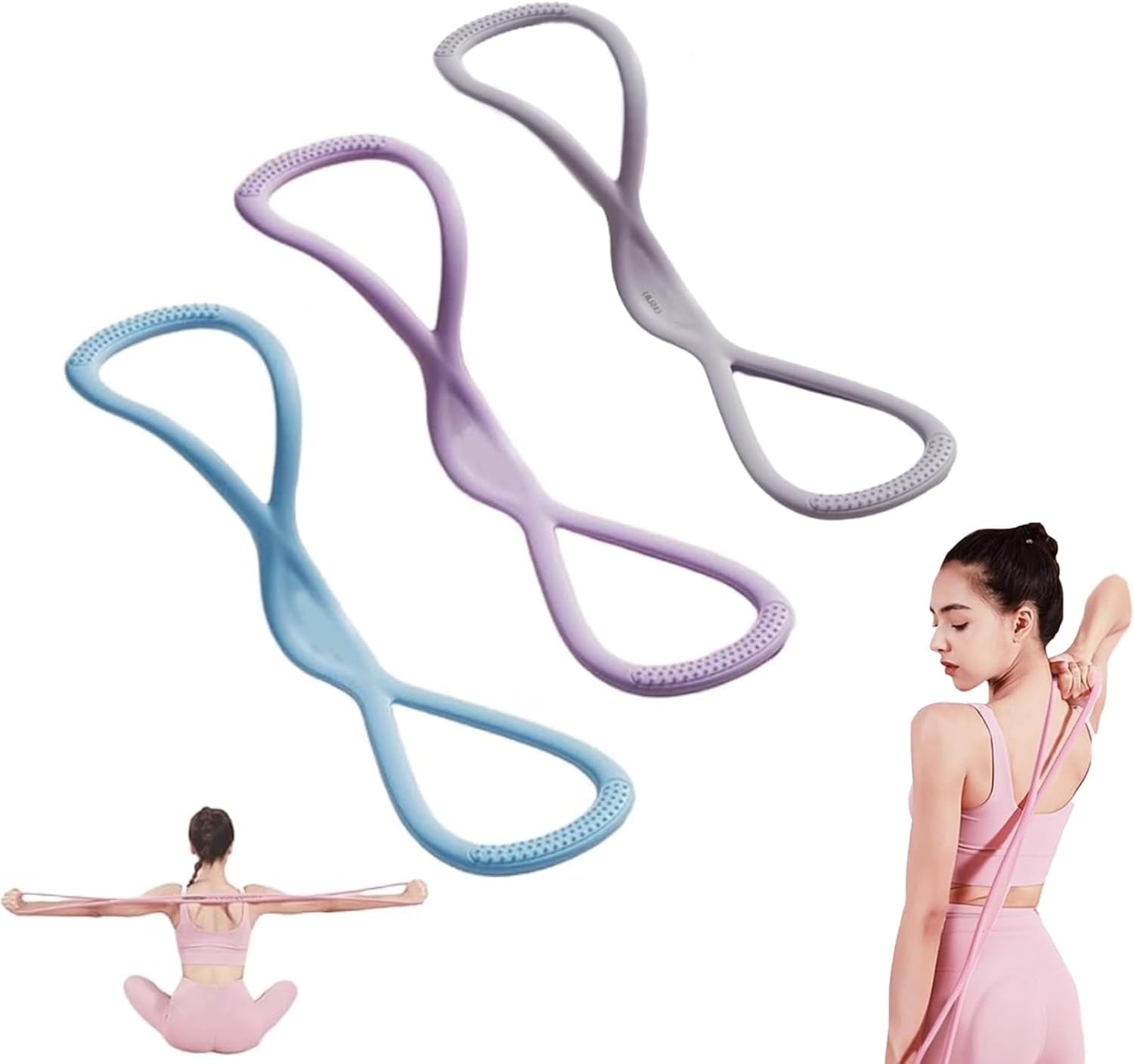 ABCISI Resistance Bands, Figure 8 Resistance Bands for Women Men, Arm & Leg Portable Workout Bands with Handles,15/25/35 Lbs for Full Body Training, Stretching, Pilates, Yoga,Home Fitness(15+25+35-b)