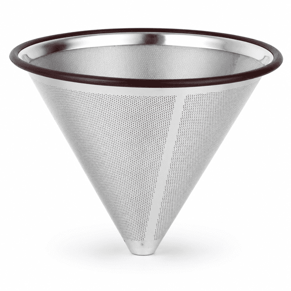 ABCISI Reusable Stainless Steel Pour Over Coffee Filter, 4.9 Inch Double Mesh Cone Dripper for Smooth Extraction, Paperless Brewing over Mugs and Coffee Servers for Home, Office and Travel