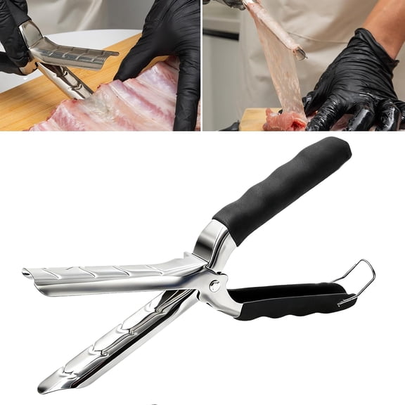 ABCISI Rib Membrane Removal Tool - Upgraded Thick 304 Food-Grade Stainless Steel with Ergonomic Full-Rubber Grip | Dishwasher Safe, Rib Prep & Membrane Skinner for BBQ Grilling Accessories