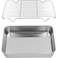 thumbnail image 1 of ABCISI Roasting Pan, Rectangular Heavy Duty Turkey Roasting Baking Broiler Oven Pan with Rack and Handle for Oven,High Sided Easy to Clean, Roast Tray for Chicken, Vegetable, Lasagna(23.5 *17.5 *5CM), 1 of 12