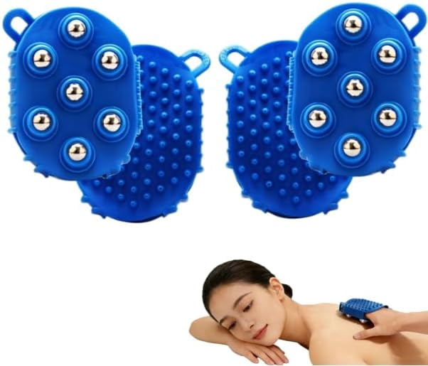 ABCISI Roller Ball Glove Massager, 2Pcs Lymphatic Massage Tool Gua Sha Hand Held Massager Muscle Release for Face, Neck, Back, Abdomen, Legs & Full Body
