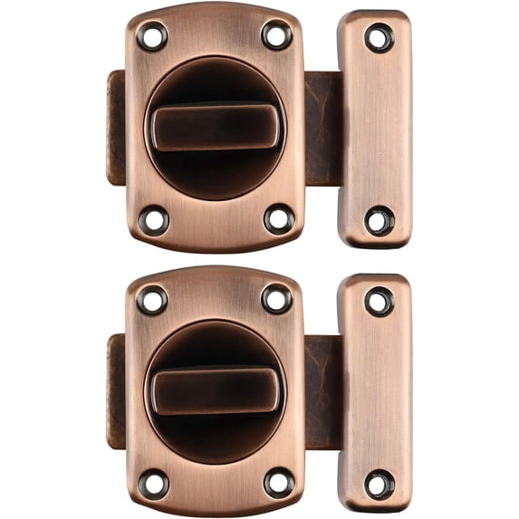 ABCISI Rotate Bolt Latch Gate Latches, Safety Sliding Door Latch, Cupboard Door Latch Bolt Buckle for Cabinet Closet Cupboard Accessory, Model 3-016 (Pack of 2)