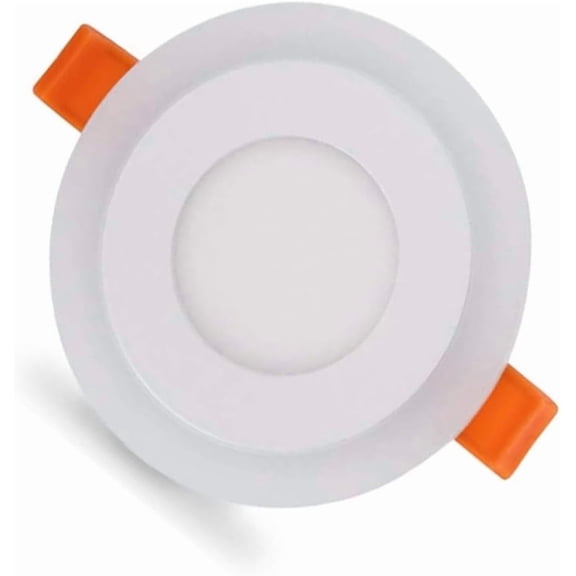 ABCISI Round Double Color LED Panel Recessed Ceiling Light, 12+4w 1400 Lumens 7.48-inch Ceiling Downlight for Home, Office, Cold White+ Blue, LED Driver