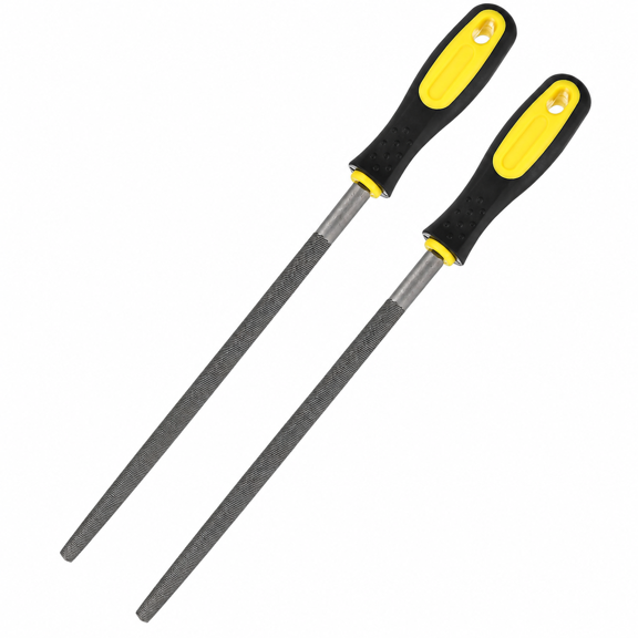 ABCISI Round Hand File, High Carbon Steel Metal Needle File with Non-Slip PVC Handle, Diamond File Tool for Deburring, Trimming, Chamfering, Polishing Wood, Metal, Glass, Ceramic, 2 Pack, 8 Inch