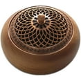 thumbnail image 1 of ABCISI Round Incense Burner - Handcrafted Wooden Censer with Alloy Lid for Sticks/Cones/Sage, Natural Wood Aroma Tray Holder for Yoga Meditation, 1 of 8