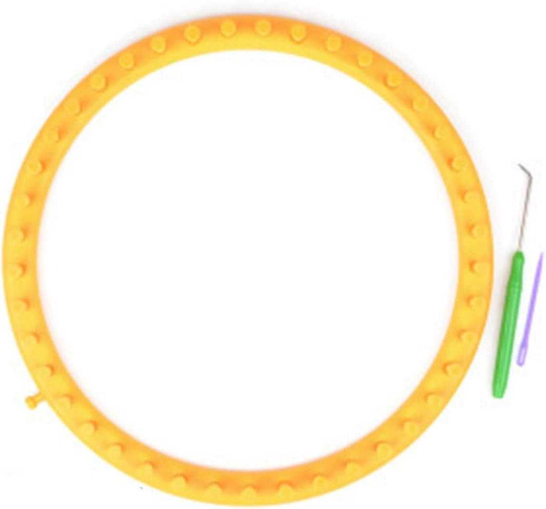 ABCISI Round Knitting Looms Set, Craft Kit Tool with Hook Needle and Crochet, Round Plastic Knit Quick Loom Set, for Loom Knitting Hats, Scarves Shawl Sock Blankets & More(Yellow-29cm)
