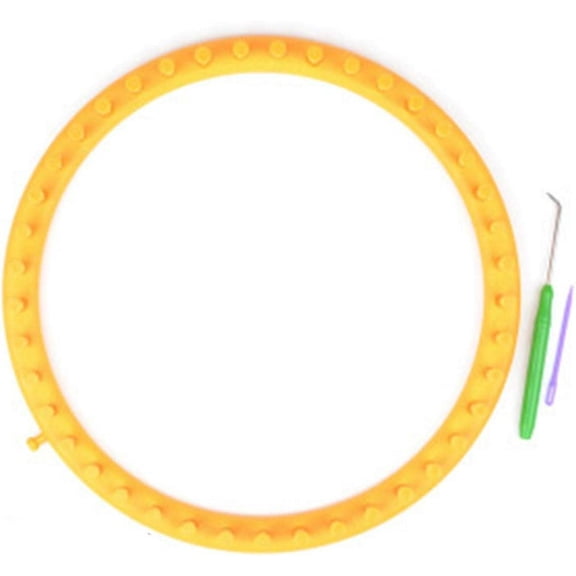 ABCISI Round Knitting Looms Set, Craft Kit Tool with Hook Needle and Crochet, Round Plastic Knit Quick Loom Set, for Loom Knitting Hats, Scarves Shawl Sock Blankets & More(Yellow-29cm)