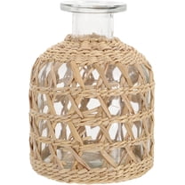ABCISI Seagrass Glass Bud Vase, Wicker Vase Basket Vase Rustic Farmhouse Glass Flower Bottles, Table Centerpieces for Home Living Room Rustic Flower Bedroom Floral