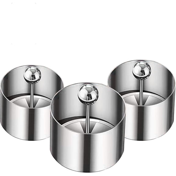 ABCISI Set of 3 Round Stainless Steel Cake Rings, Mousse Cake Ring Mold with Press Set, Sushi Molds Onigiri Sushi Making Molds,  Forming Rings with Pusher Food Presentation