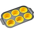thumbnail image 1 of ABCISI Silicone Muffin Pan for Baking, Silicone Molds with Metal Frame, Egg Bite Maker, Cupcake Pans 6 Regular Size, Muffin Tins Easy to Pop Nonstick Non Toxic Bakeware for Oven (Yellow), 1 of 13