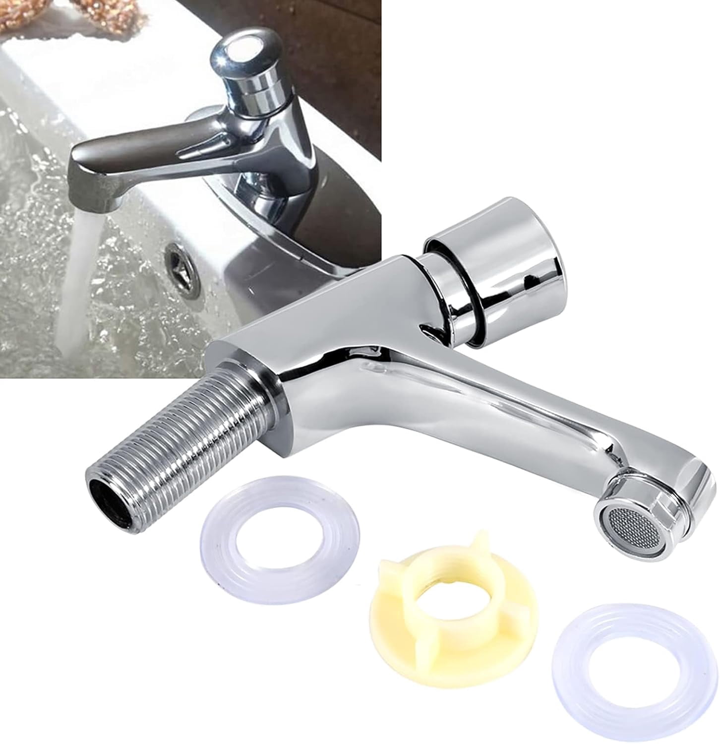 ABCISI Single Hole Bathroom Faucet, Face Basin Faucet for Bathroom Sink, Restroom Faucet, Cold Water Faucet for Home or Outdoor G1/2