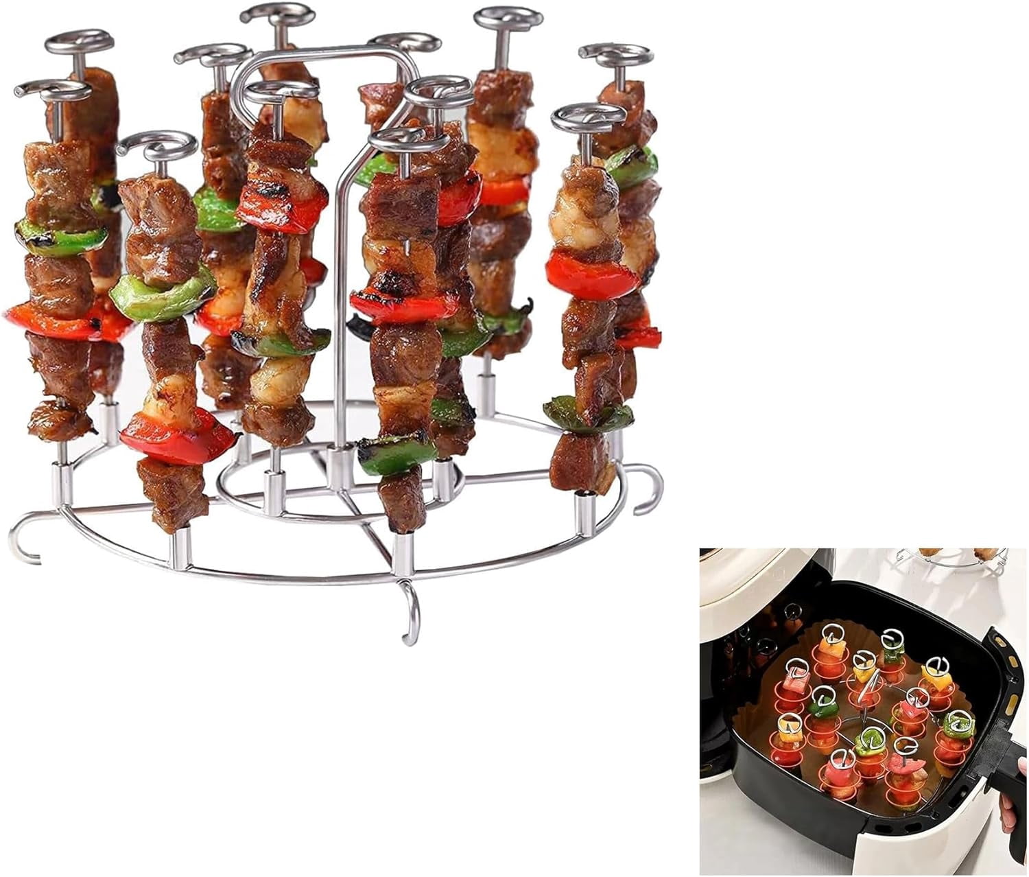 ABCISI Skewer Stand, 304 Stainless Steel Air Fryer Skewer Rack ...