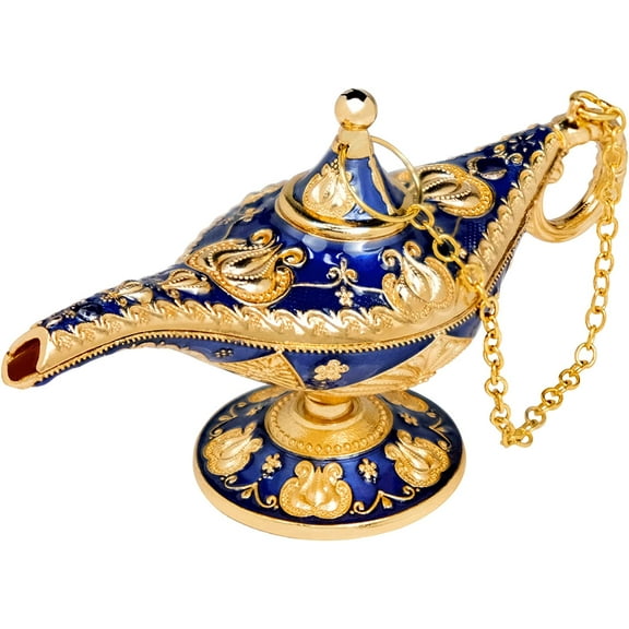 ABCISI Small Aladdin Lamp Decoration, Classic Vintage Legend Aladding Magic Genie Lamp Wishing Light Ornaments, Costume Props Home Crafts Decor Birthday Party Gift