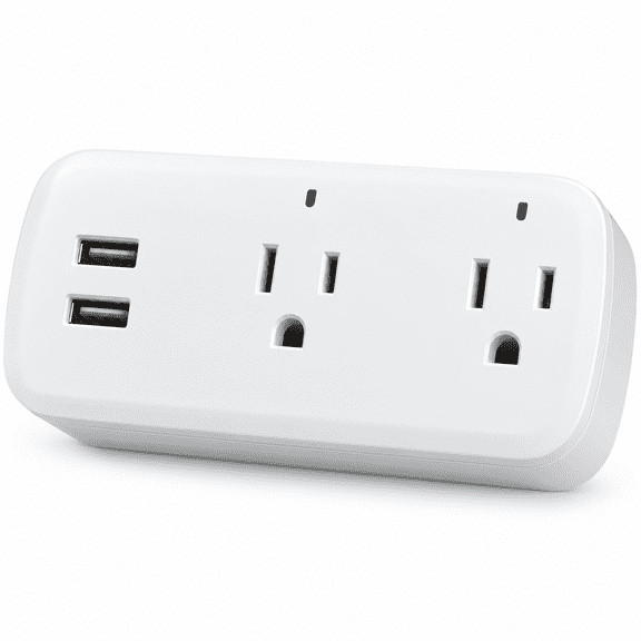 ABCISI WiFi Smart Plug Power Strip, 2 AC Outlets and 2 USB Ports, 16 A 3500 W App Remote Control Outlet with Timer, Alexa and Google Assistant Voice Control, 2.4 GHz, White