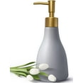 thumbnail image 1 of ABCISI Soap Dispenser, 280ml Liquid Soap Dispenser with Gold Pump for Kitchen Bathroom, Refillable Countertop Lotion Ceramics Hand Soap Dispenser for Shower (Gray), 1 of 11