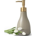 thumbnail image 1 of ABCISI Soap Dispenser, 280ml Liquid Soap Dispenser with Gold Pump for Kitchen Bathroom, Refillable Countertop Lotion Ceramics Hand Soap Dispenser for Shower (Khaki), 1 of 11