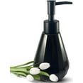 thumbnail image 1 of ABCISI Soap Dispenser, Refillable Ceramic Hand Dish Soap Dispenser with Matte Black Pump Head for Bathroom, 8.5 oz Green Soap Dispenser with Minimalist Modern Design(Diamond Shape Black Bottle), 1 of 11