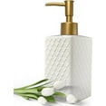 thumbnail image 1 of ABCISI Soap Dispenser, Retro White Square Lotion Dispenser, Refillable Countertop Ceramic Hand Soap Dispenser, Dish Soap Dispenser for Kitchen 350ml(Relief White Square Bottle), 1 of 6