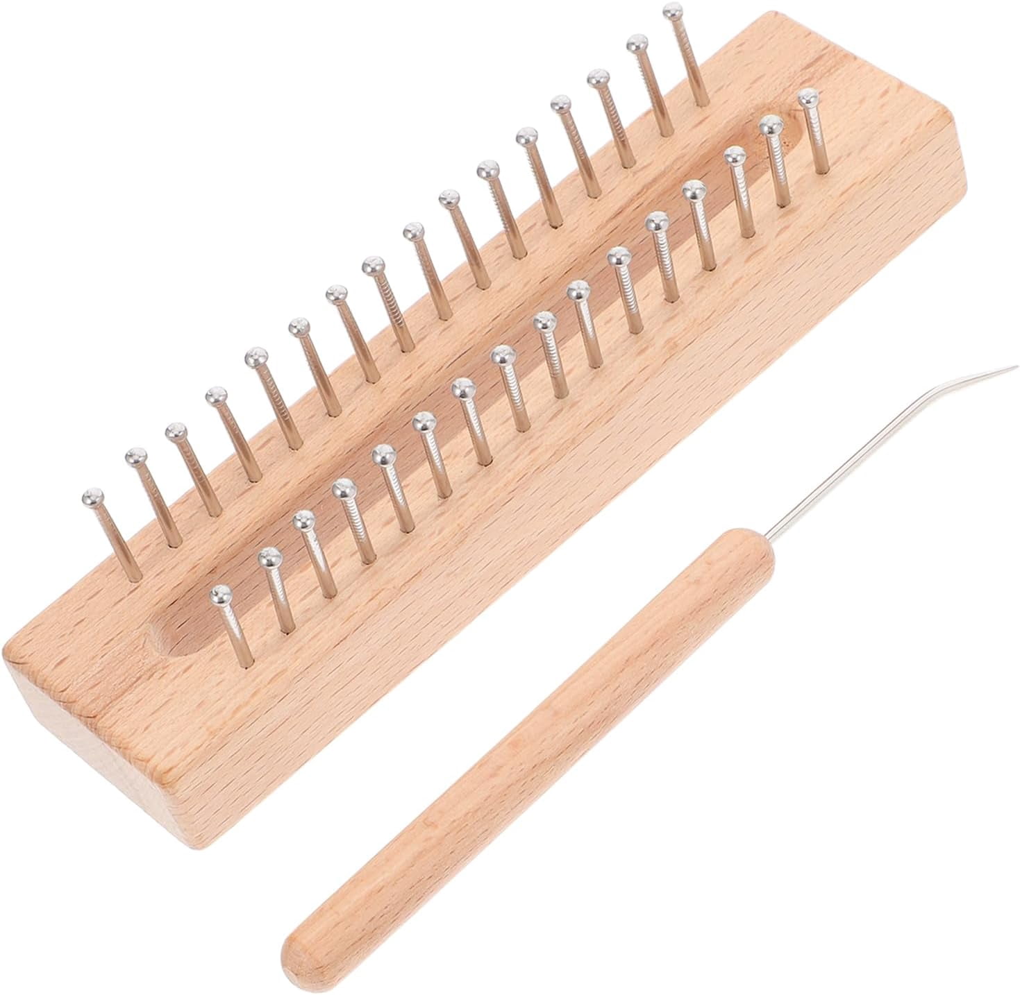 ABCISI Solid Wood Braider Knitting Loom Kit with Crochet Hook, Wooden Handmade Block Gauge Knitting Loom Set for Beginners and Crafting Projects, Craft Kit Tool for DIY Hat Scarf Socks Sweater