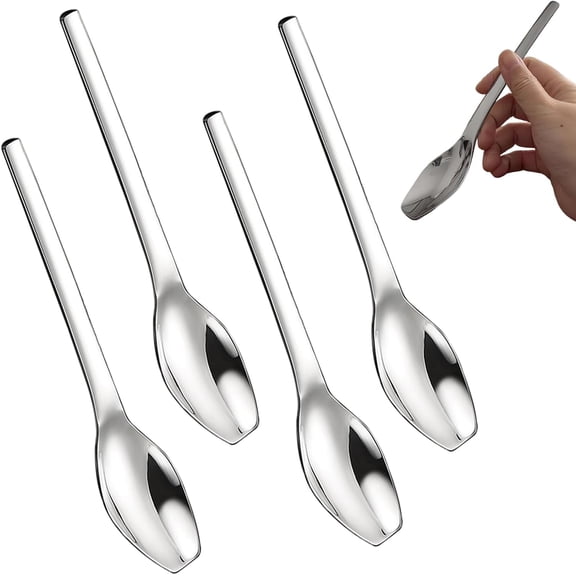ABCISI Square Head Rhombus Stainless Steel Spoon,Deepened Long Handle Spoons,Heavy Stainless Steel Table Dessert Spoon Stirring Spoon,7.5 Inches,Set of 4,Silver.