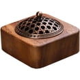 thumbnail image 1 of ABCISI Square Incense Burner Holder - 4" Handcrafted Walnut Wood Censer with Metal Alloy Lid | Natural Incense Stick/Bowl Tray for Yoga & Meditation | Luxury Home Decor Gift for Zen Lovers, 1 of 15
