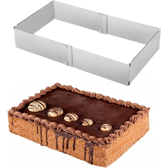 ABCISI Stainless Steel Cake Mold Adjustable Cake Ring from 5.9" to 11", Square Shaped Mousse Cake Cutter Baking Mold Pastry Baking Tool for Birthday Cake, Party Dessert, Handmade Snack