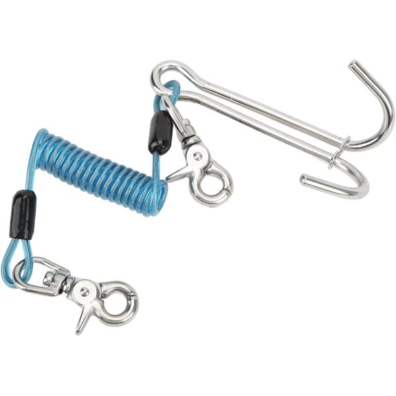 ABCISI Stainless Steel Diving Current Hooks with Spiral Coil Lanyard, Double Reef Drift Hooks, Diving Current Hooks with Strong Underwater Stability, Suitable for Divers, Blue