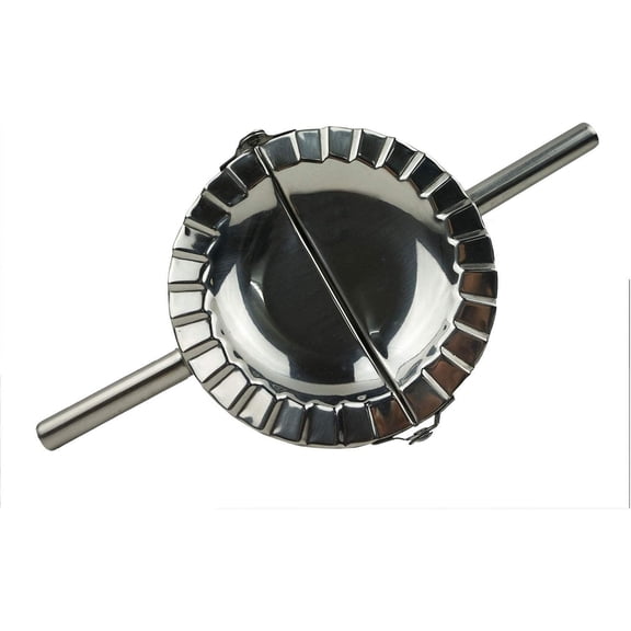ABCISI Stainless Steel Dumpling Maker, X-Large 5" Goya Empanada Press Mold, Ravioli Mould Crimper, Wraper Dough Cutter - for Pie Ravioli Chinese Dumpling Pastry, with long handle (XL 5" Dia)
