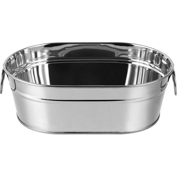 ABCISI Stainless Steel Oval Ice Bucket,Beverage Tub Metal Drink Bucket Drink Chiller Buckets for Cocktail Bar Parties Outdoor (Silver)