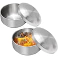 thumbnail image 1 of ABCISI Stainless Steel Rice Bowl with Lid, Set of 2 Korean Rice Bowl for Kitchen Restaurant, Double-walled Metal Bowls, Multi-Purpose Insulated Soup Bowls Snacks Bowls (11.5cm Silver), 1 of 7
