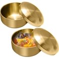 thumbnail image 1 of ABCISI Stainless Steel Rice Bowl with Lid, Set of 2 Korean Rice Bowl for Kitchen Restaurant, Double-walled Metal Bowls, Multi-Purpose Insulated Soup Bowls Snacks Bowls (11.5cm Gold), 1 of 17