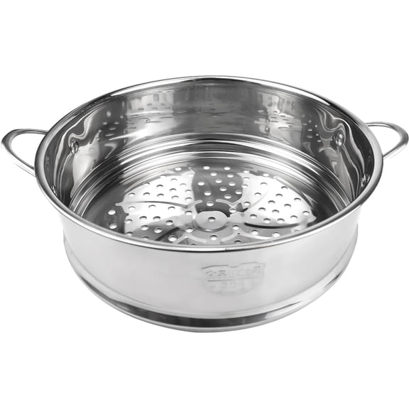ABCISI Stainless Steel Steamer Pot - 8.6 Inches Round with Cooking Rack and Food Steamer Basket Insert for Kitchen Dim Sum Dumplings Bun (Silver, 22cm/8.6in)