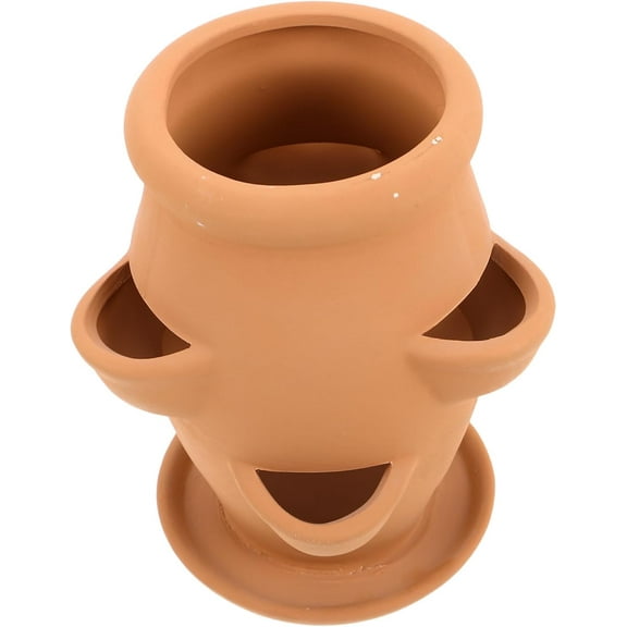 ABCISI Strawberry Tower Planter Succulent Pot for Use Versatile Planter for Flowers Succulents and Strawberries Aesthetic Terracotta Design