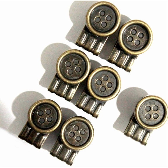 ABCISI Suspender Buttons, Metal Clip Button Repair Kit for Jeans Suspenders Hats Pants Replacement, Movable No Sew Button End Brace Clips, Set of 7 (Bronze)