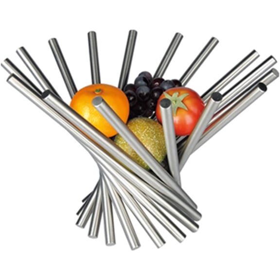 ABCISI Table Decoration Fruit Bowl, Stainless Steel Collapsible Fruit Basket, Unique Rotation Vegetable Storage Snack Organizer Bread Basket for Kitchen and Dining, Creative Home Decor