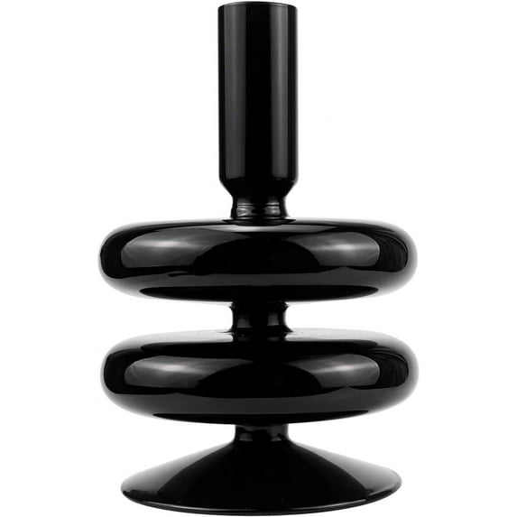 ABCISI Taper Candle Holders, Glass Candle Stick Holder Modern Candle Holders for Tapered Candlesticks Wedding Reception Centerpieces Christmas (Black)