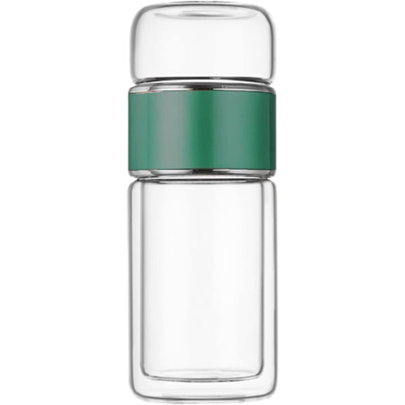 ABCISI Tea Infuser Bottle, 420ml Tea Tumbler with Infuser Double Layer for Loose Leaf Tea, Protable Stainless Steel Leakage Proof Glass Water Bottle for Office Travel Home (green)