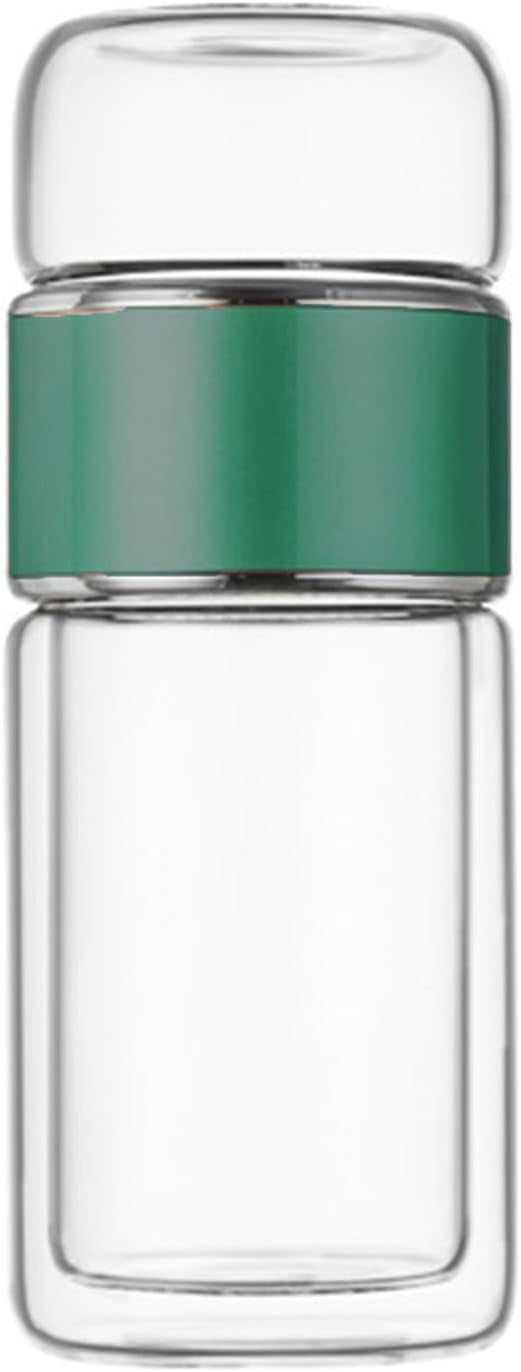 ABCISI Tea Infuser Bottle, 420ml Tea Tumbler with Infuser Double Layer for Loose Leaf Tea, Protable Stainless Steel Leakage Proof Glass Water Bottle for Office Travel Home (green)