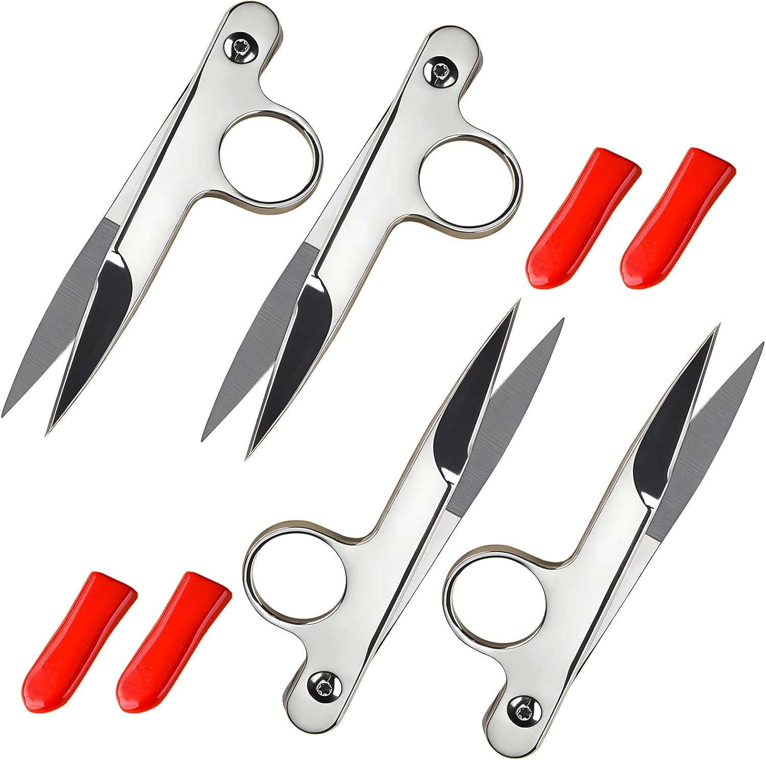 ABCISI Thread Snips for Sewing, 4Pcs Sewing Snips with Protective Plastic Sleeve Small Scissors Mini Snippers Shear Trimming Nipper Clipper for Quilting, Embroidery, Dressmaking Tailoring Dressmaking