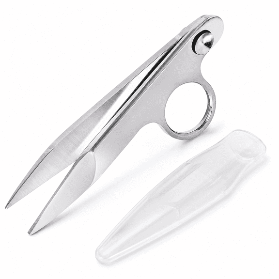 ABCISI Thread Snips, 4.72 Inch Stainless Steel Sewing Scissors with Clear Protective Sleeve, Mini Spring-Action Snippers for Fabric, Yarn, Leather, Fishing Line, Embroidery and DIY Crafts