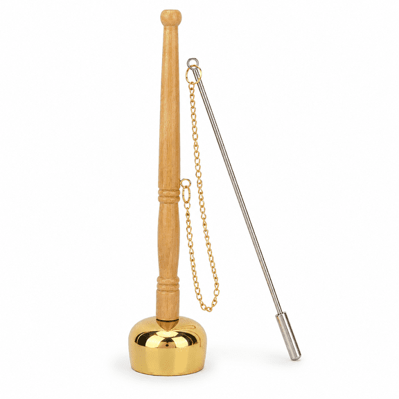 ABCISI Buddhist Hand Bell with Striker, Brass Meditation Bell with Wooden Handle and Chain, Clear Sound Ritual Bell for Mindfulness, Yoga, Temple Ceremony and Spiritual Decor, 10.3 Inch
