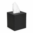 thumbnail image 1 of ABCISI Square Tissue Box Cover, Black Faux Leather Tissue Holder with Smooth Wipe-Clean Finish for Standard Cube Boxes, Bathroom, Bedroom, Office, Vanity and Living Room, 5.3 x 5.3 x 5.8 Inch, 1 of 8