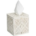 thumbnail image 1 of ABCISI Tissue Box Cover,  Square Macrame Tissue Holder, Bohemian Home Decor , Modern Woven Cotton Rope Design, for Home and Office, 1 of 6