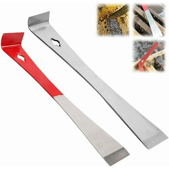 ABCISI Trim Puller Tool for Baseboard, 2024 Upgrade Stainless Steel Pry Bar Scraper, Multifunctional Nail Puller Small Flat Pry Bar for Pulling, Prying, Scraping (red silver+silver)