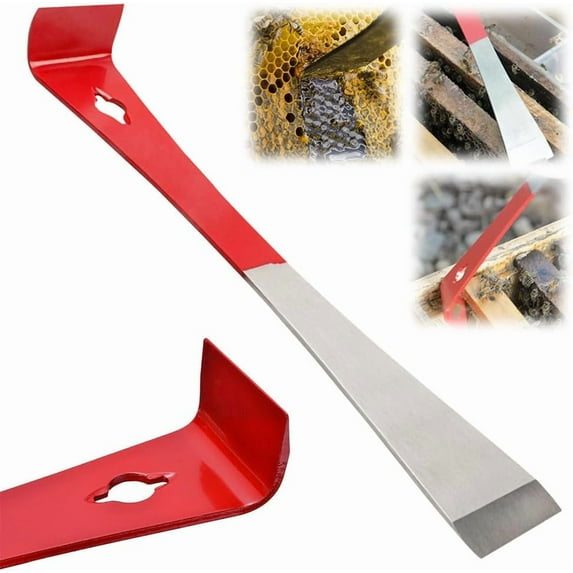 ABCISI Trim Puller Tool for Baseboard, 2024 Upgrade Stainless Steel Pry Bar Scraper, Multifunctional Nail Puller Small Flat Pry Bar for Pulling, Prying, Scraping (red silver)