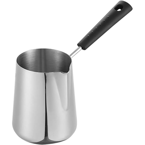 ABCISI Turkish Coffee Pot, Stainless Steel Milk and Coffee Warmer, Ibrik Cezve Arabic Briki Coffee Pot, Chocolate and Butter Melting Pot with Heat Resistant Handle, 33.82 OZ, 1000 ML
