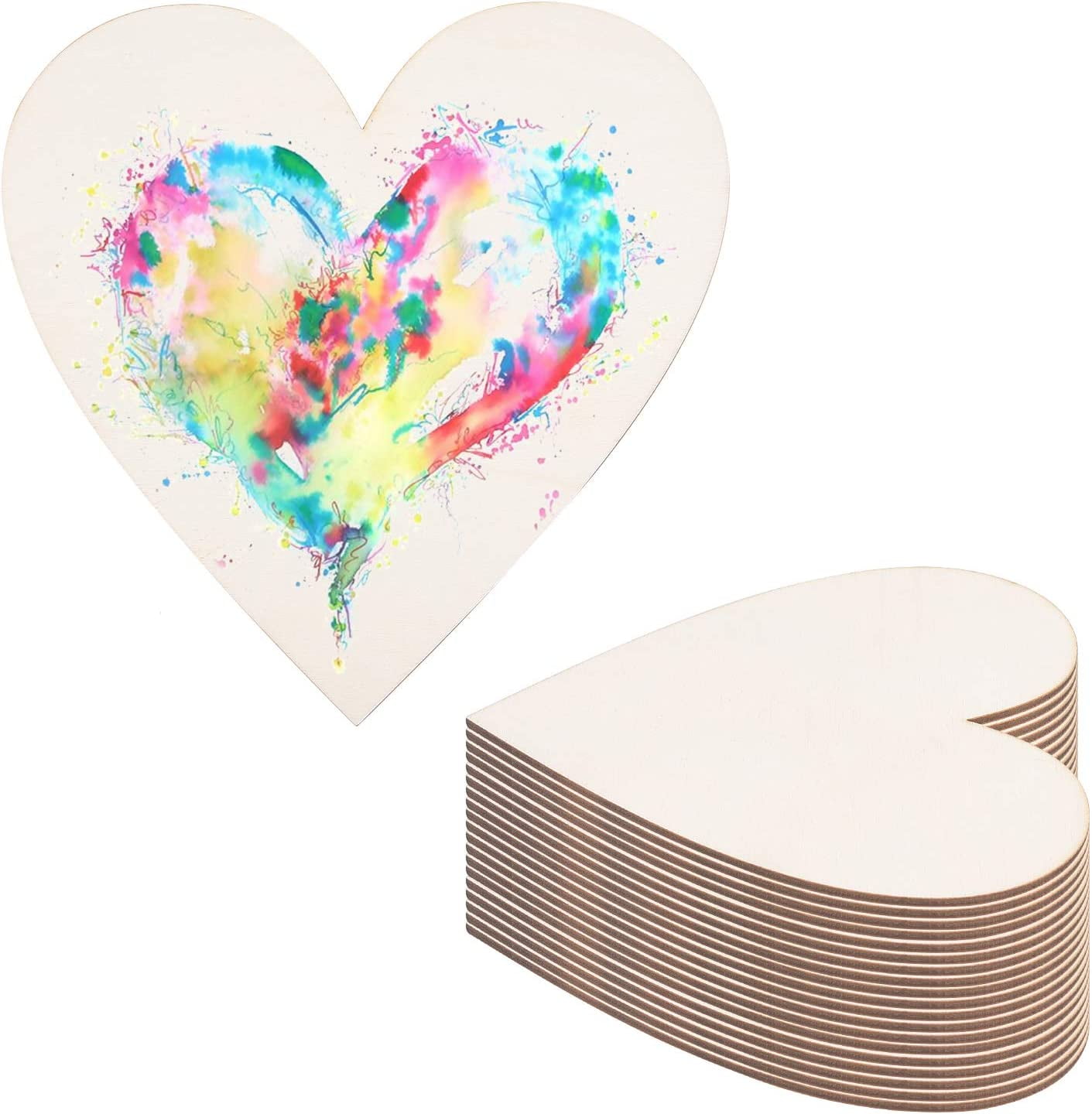 ABCISI Unfinished Wooden Hearts for Crafts, 20PCS 4 Inch Blank Unfinished Wood Craft Kit, Heart Slices Embellishments Ornaments for Christmas, Wedding, Valentine, DIY Supplies