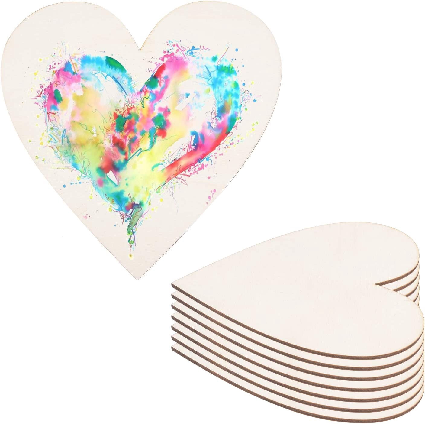ABCISI Unfinished Wooden Hearts for Crafts, 8PCS 8 Inch Blank Unfinished Wood Craft Kit, Heart Slices Embellishments Ornaments for Christmas, Wedding, Valentine, DIY Supplies